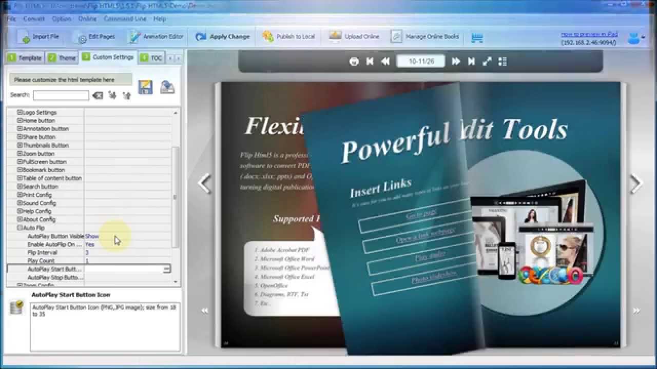 best software to make an auto flipping html5 e book from a pdf file