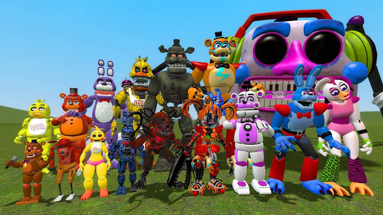 ALL FNAF 1-9 SECURITY BREACH ANIMATRONICS SIZE COMPARISON in Garry's Mod! (Five  Nights at Freddy's) 