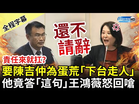 【全程字幕】責任來就扛？要陳吉仲為蛋荒「下台走人」 他竟答「這句」王鴻薇怒回嗆 @ChinaTimes