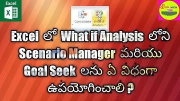 full tutorial of scenario manager and goal seek of in excel (Telugu)