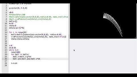 Physics Python Example: Using lists to launch MANY projectile motion balls