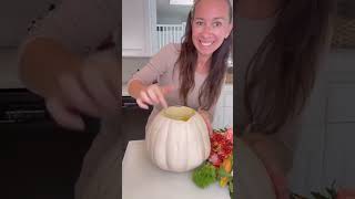EASY FALL DECOR HACK Save this! All you need is flowers, any  pumpkin and water#fall #diy #home