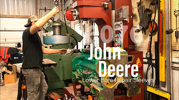6076 John Deere Engine Block Machining - Lower Bore Repair Sleeves - Deck Resurface