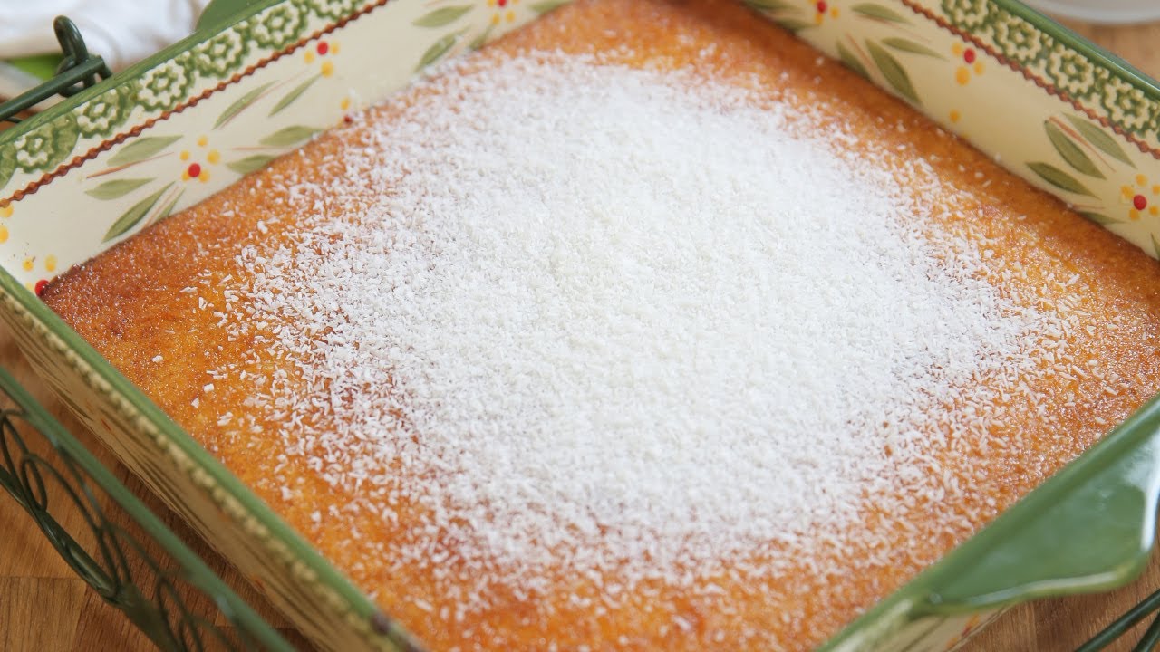 كيكة جوز الهند بالشربات لكيك يومي بطعم جديد يذوب فى الفم بطريقتي الخاصة