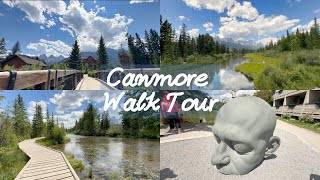 Canmore Walk Tour: Policeman's Creek Boardwalk, The Big Head Sculpture & Rocky Mountain Views
