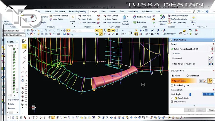 Siemens NX / Through Curve Mesh and Draft Analysis