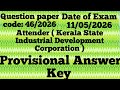 46/2026 || Attender || Provisional Answer Key