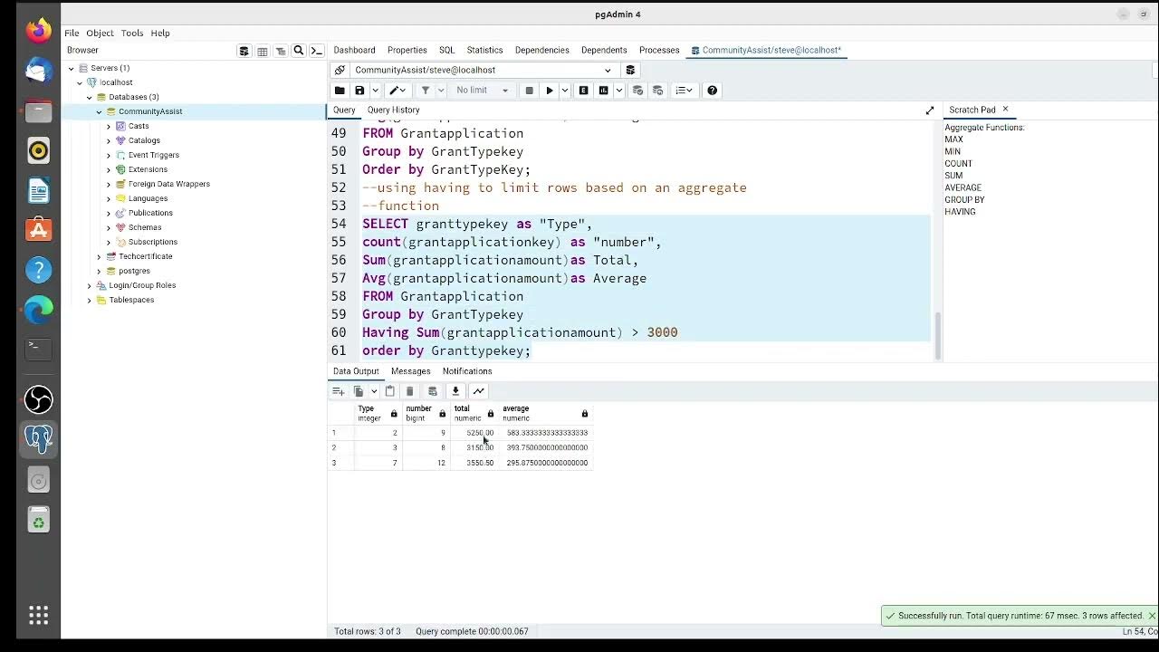 Learning sql with postgresql aggregate functions youtube