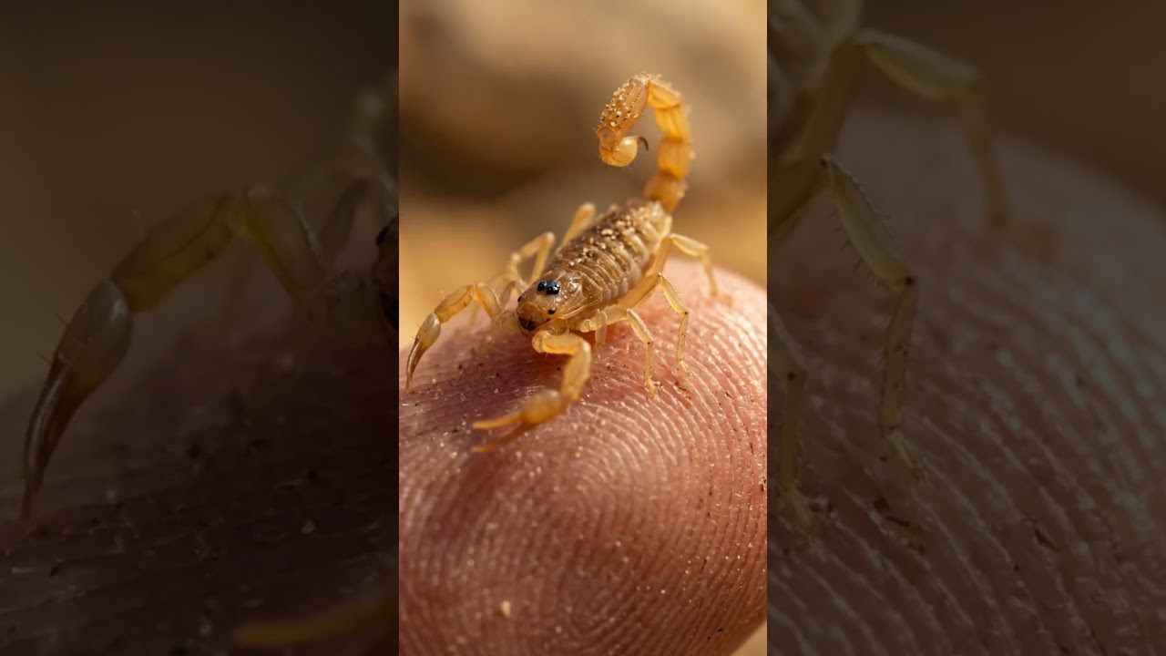 This Tiny Scorpion Looks Made of Gold 🦂#Scorpion #MacroPhotography #TinyAnimals #wildlife