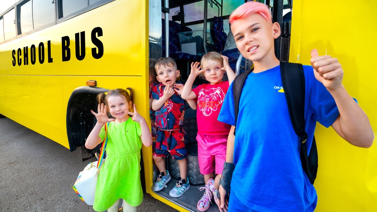 Five Kids teach School bus rules with friends