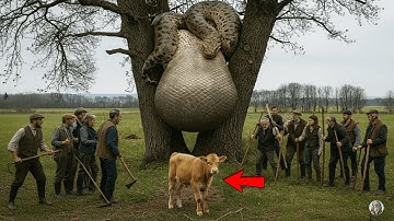 Brave Men Protect a Helpless Cow from Giant Python’s Wrath 🐍