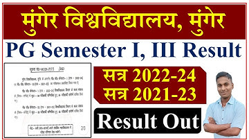 Munger University PG Semester 1, 3 Session 2022-24, 2021-23 Result