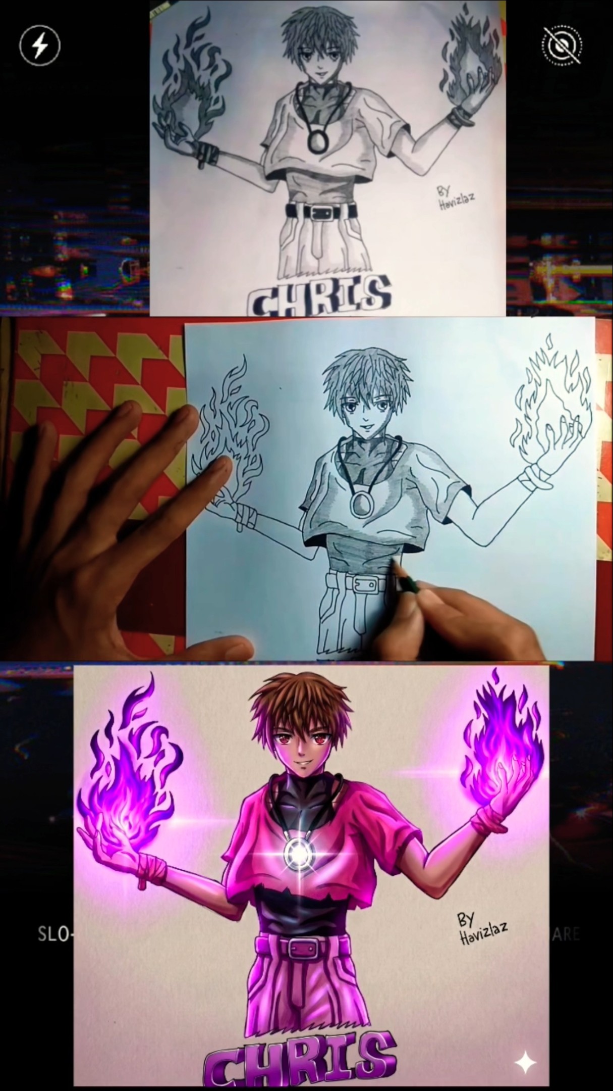Drawing Orochi Chris KOF Edit By Ai #drawinganime #drawingpencil