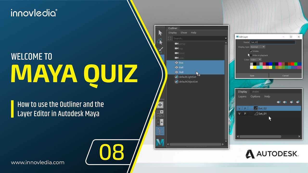 Викторина по Maya - 08 • Использование редактора структуры и слоев в Maya