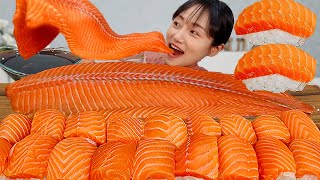 살살 녹는 통연어 먹방! 직접 만든 대왕 연어초밥까지 꿀조합 리얼사운드 Salmon MUKBANG ASMR