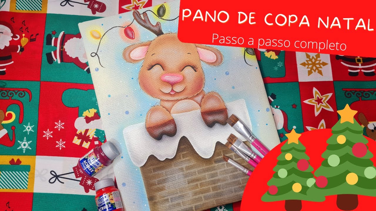 #58 COMO PINTAR PANO DE COPA DE NATAL | RENA NATALINA