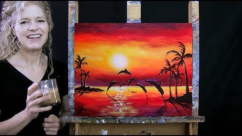 Learn How to Paint SUNSET DOLPHIN DIVE with Acrylic - Fun Paint & Sip - Step by Step Tutorial