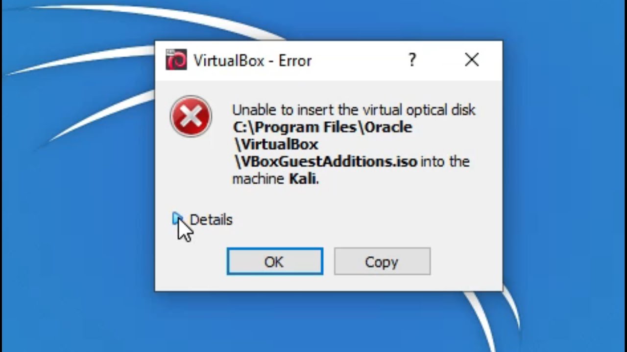 virtualbox vm virtual optical disk file