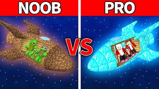 Mikey Family & JJ Family - NOOB vs PRO : Spaceship House Build Challenge in Minecraft (Maizen)