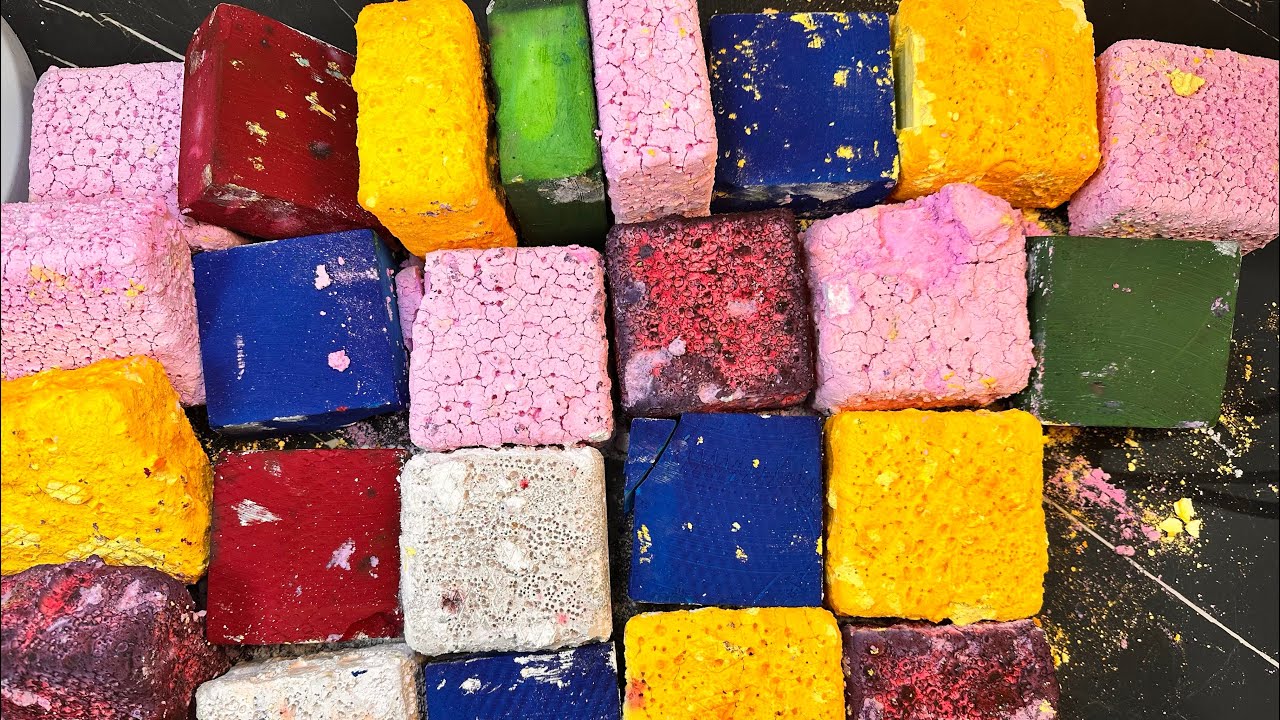 Dyed Pasted Block and Dyed F chalk | ASMR | Satisfying 