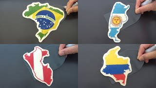 South America Flag Map Pancake Art - Brazil, Colombia, Argentina, Peru