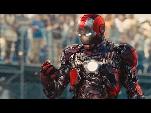Tony stark fights on the track  Iron man 2 2010  Race track transformation scene