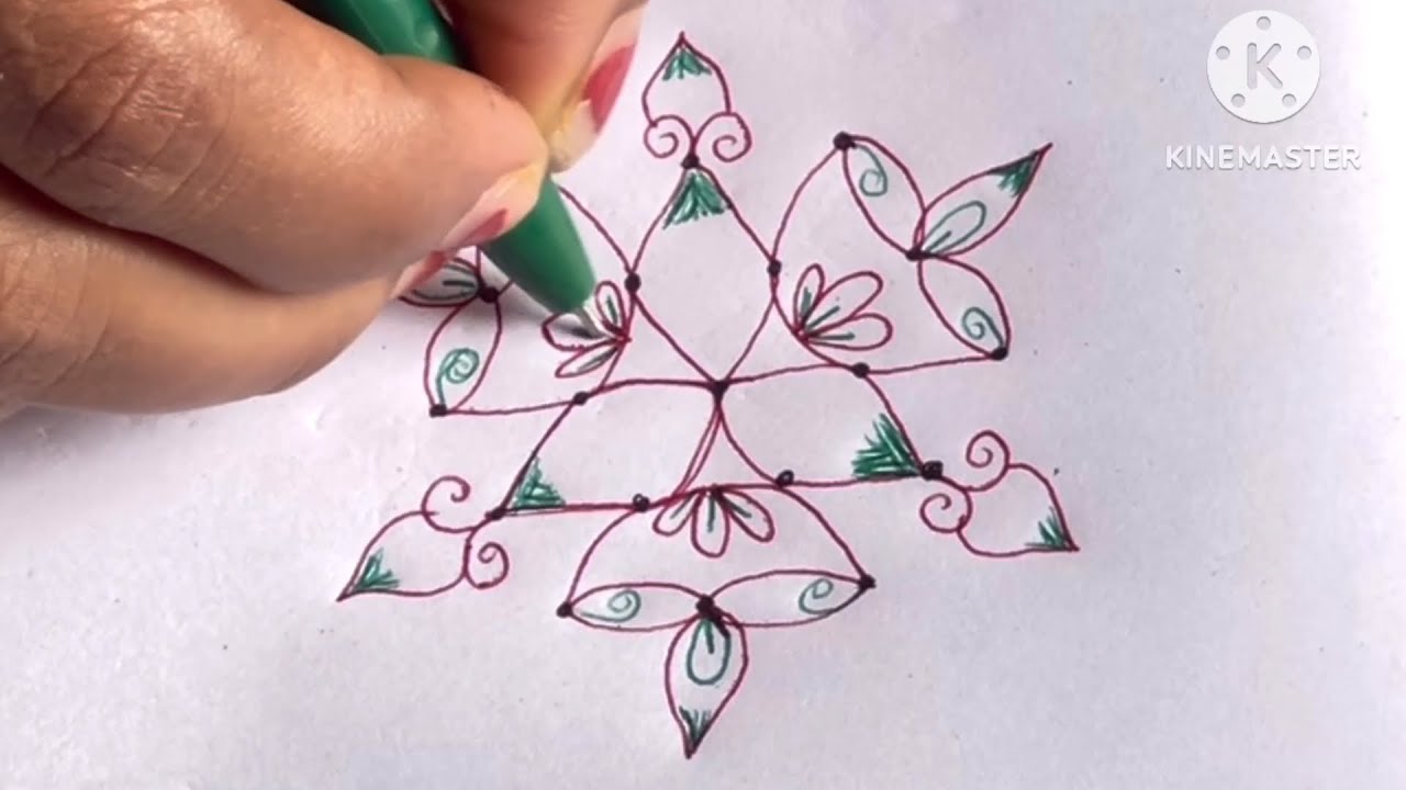 Easy and beautiful rangoli🌺Elegant and stylish rangoli🌺Simple kolam🌺My rangoli creation 