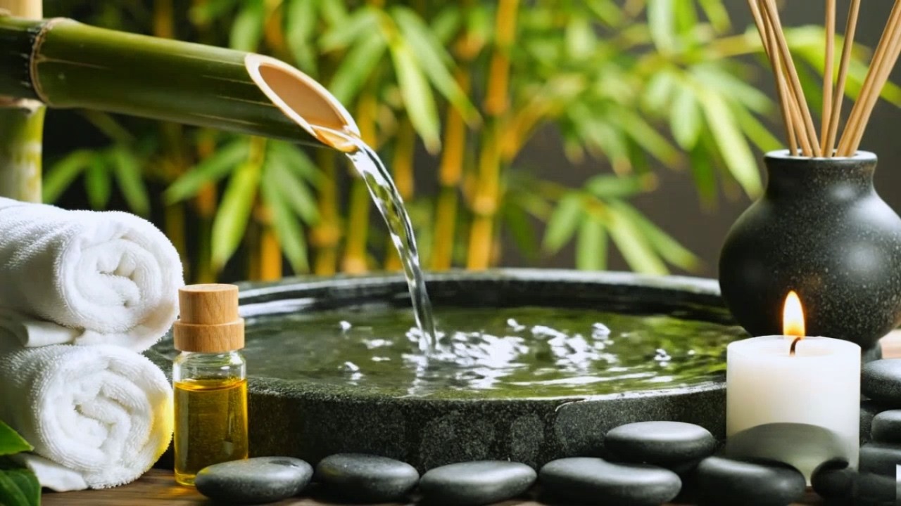 Piano for Deep Sleep 🎋 Relaxing Spa Bamboo & Candle Atmosphere