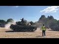 M4 Shermans and M3 Stuart roll by after arena parade, M60 lines up for show at Tankfest 2018