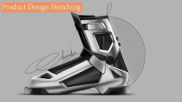 Product Design Sketching With Rendering (Futuristic Shoe) Part 2