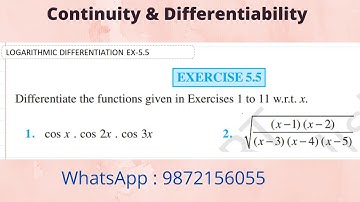 Differentiate the functions given w.r.t x cos x . cos 2x . cos 3x | Logarithmic differentiation |