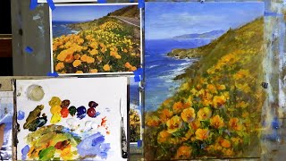 Poppies Along the Coast  Acrylic Landscape Techniques Paint It Simply