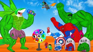 SUPERHEROES VS HULK SHARK - Rescue HULK Family & SPIDERMAN, CAPTAIN AMERICA FUNNY ANIMATION