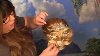 ASMR Bridal Hair Styling (Wedding Hair Accessories Fixing, Hair Clips, Spray Sounds) Hair Salon RP