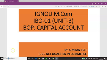 IBO-01 || BALANCE OF PAYMENT : CAPITAL ACCOUNT (HINDI) || UNIT-3 || M.Com || IGNOU