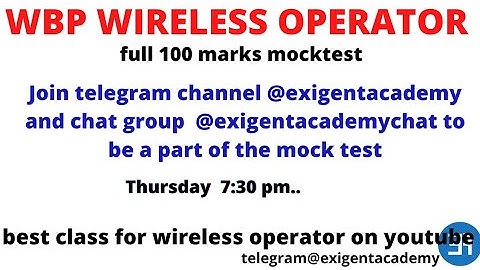 wbp wireless operator full mock test of  100 marks | exigent academy