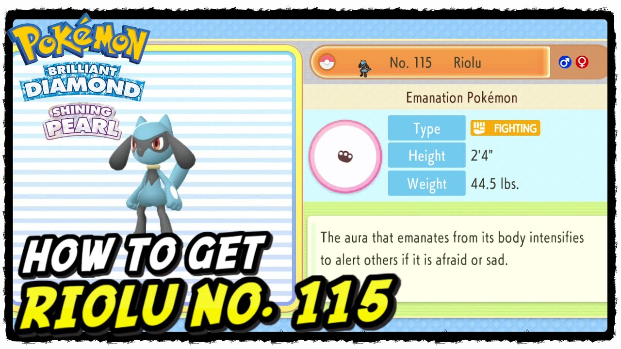 How To Get Riolu No 115 In Pokemon Brilliant Diamond Shining Pearl Youtube