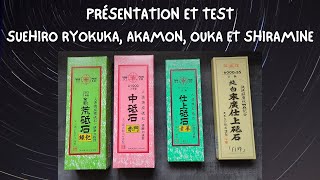 PRÉSENTATION ET TEST D'AFFÛTAGE DES PIERRES SUEHIRO RYOKUKA - AKAMON - OUKA ET SHIRAMINE