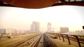 New Dubai Metro Timelapse Journey (past Burj Khalifa at dawn) — HD 1080