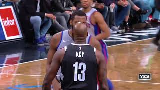 Quincy Acy & Andre Drummond ejected (Detroit Pistons @ Brooklyn Nets) 4-1-18