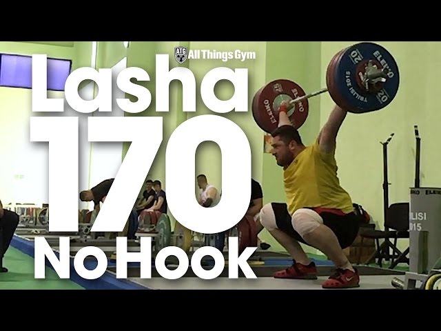 Lasha Talakhadze 170kg No Hookgrip Snatch Double Slow Motion class=