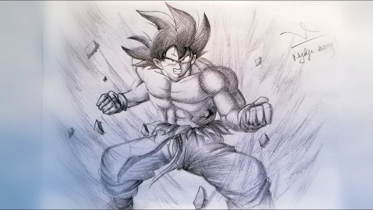 DRAWING GOKU (DRAGONBALL KAI), TUTORIAL DRAW STEP BY STEP WITH PENCIL