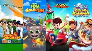 Kicko And Super Speedo - Subway Surfer - Talking Tom Gold Run - Little Singham || Four Best Games screenshot 2