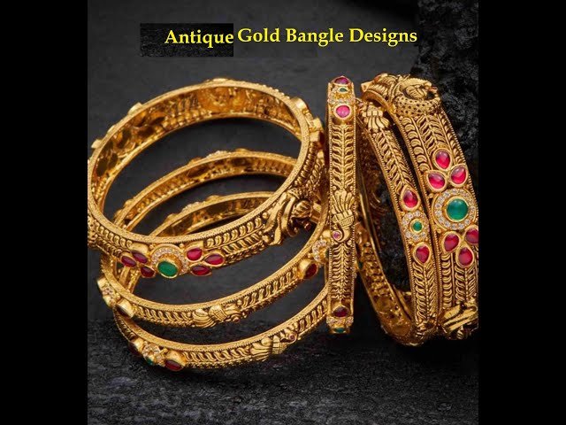 Antique Gold Bangle Designs with Weight SVTM Jewellery class=