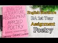 BA 1st year English Literature Poetry Assignment | BA 1st year English File #assignment #file