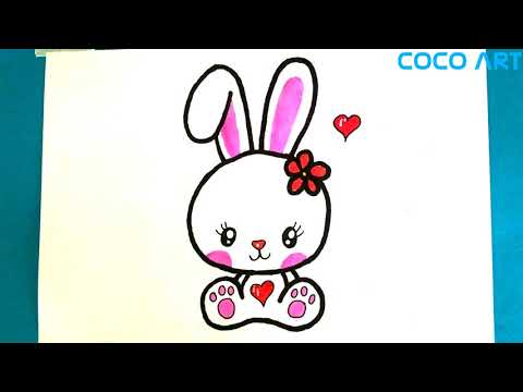 hướng dẫn vẽ và tô màu con thỏ Đơn Giản | How To Draw a Cute Rabbit Easy Step By Step