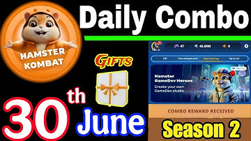Hamster Kombat GameDev Heroes 🎮| 30 June Daily Combo 🧩 Season