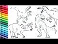 Dessine et colorie les dinosaures de jurassic world collection  apprend  dessiner des dinosaures
