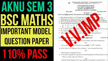 AKNU sem 3 Bsc Maths Important Model Question | AKNU sem 3 Model Papers
