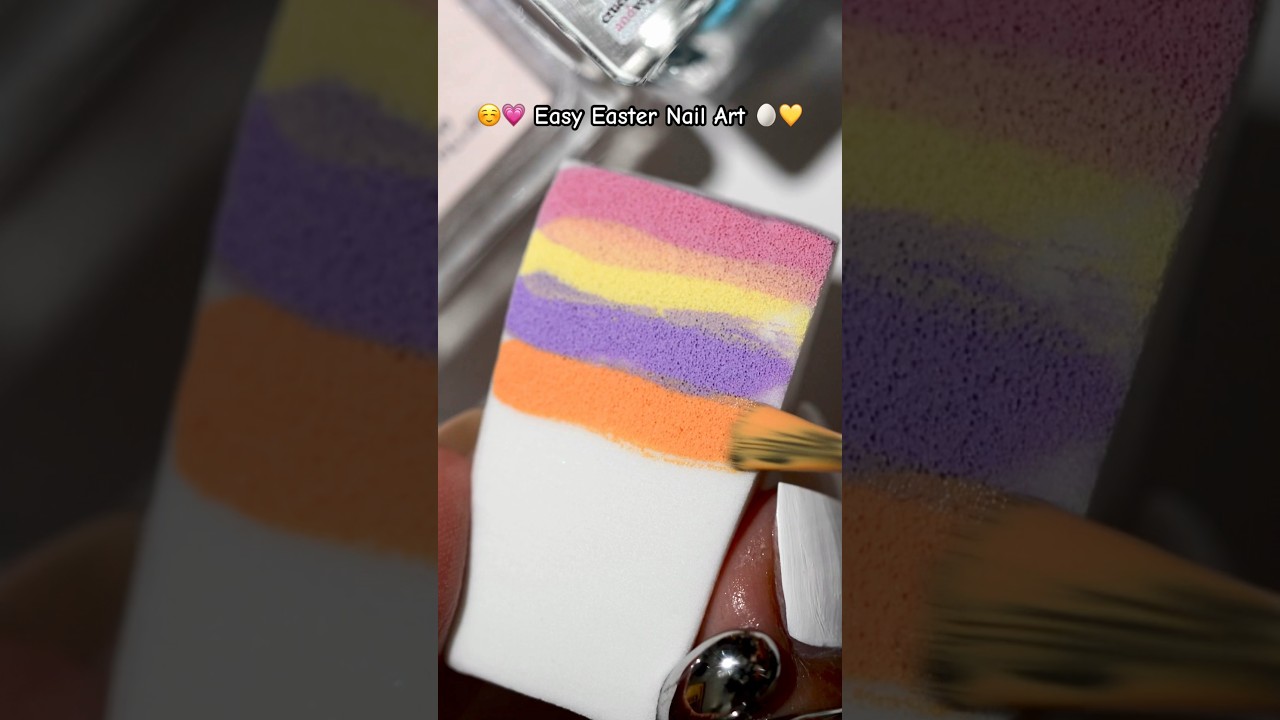 Easy Easter Nail Art Design Using A Cosmetic Sponge 🥚🎨 